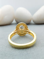 Load image into Gallery viewer, 14k Yellow Gold Oval Lab Grown Diamond Halo Engagement Ring