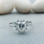 Load image into Gallery viewer, 1.8 ct White Heart Cut Lab Grown Halo 14k White Gold Ring