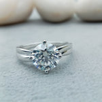 Load image into Gallery viewer, 2.4 carat round cut white lab created solitaire diamond ring 14k white gold plated