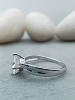 Load image into Gallery viewer, 2.4 carat round cut white lab created solitaire diamond ring 14k white gold plated