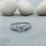 Load image into Gallery viewer, 5 Stone Round Cut Eco Friendly Diamond White Gold Engagement Ring