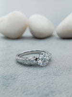 Load image into Gallery viewer, 5 Stone Round Cut Eco Friendly Diamond White Gold Engagement Ring