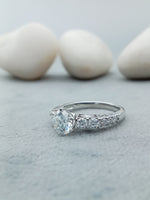 Load image into Gallery viewer, 5 Stone Round Cut Eco Friendly Diamond White Gold Engagement Ring