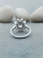 Load image into Gallery viewer, 14k White Gold 1.85 Carat Oval Snowflake Halo Engagement Ring
