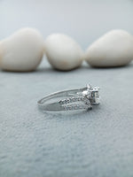 Load image into Gallery viewer, Three Stone Split Shank Diamond Engagement Ring