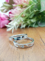 Load image into Gallery viewer, 14 kt white gold Combo Set of Couple rings