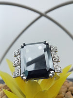 Load image into Gallery viewer, 14.0 ct Emerald Cut Certified Black Diamond Ring