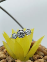 Load image into Gallery viewer, 3 Stone Round Cut Lab Grown Three Stone Pave Engagement Ring