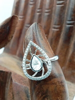 Load image into Gallery viewer, 925 Sterling Silver Flame Teardrop Solitaire Ring