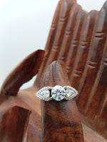 Load image into Gallery viewer, 14k White Gold Art Deco Diamond Engagement Ring