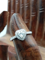 Load image into Gallery viewer, Heart Cut Solitaire Halo Diamond Engagement Ring