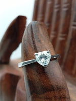 Load image into Gallery viewer, 925 Sterling Silver Heart Simulated Diamond Solitaire Engagement Ring