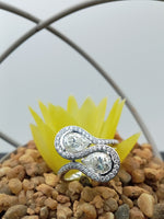 Load image into Gallery viewer, 14 kt sterling silver two stone engagement ring