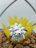 Load image into Gallery viewer, 14k White Gold 1.85 Carat Oval Snowflake Halo Engagement Ring