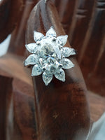 Load image into Gallery viewer, 14k White Gold 1.85 Carat Oval Snowflake Halo Engagement Ring