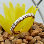 Load image into Gallery viewer, 18k Rose Gold Channel Set Dainty Thin Baguette Cut Diamond Band