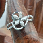 Load image into Gallery viewer, Graceful Lab Grown Diamond Flower Ring 18K White Gold