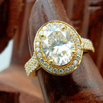 Load image into Gallery viewer, 14k Yellow Gold Oval Lab Grown Diamond Halo Engagement Ring