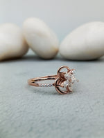 Load image into Gallery viewer, Unique Marquise Cut Lab Grown Engagement Ring Split Shank Art Deco Flower Ring