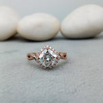 Load image into Gallery viewer, 14k Rose Gold Over 1.0 ct Cushion Cut Lab Grown New Halo Engagement Wedding Ring