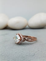 Load image into Gallery viewer, 14k Rose Gold Over 1.0 ct Cushion Cut Lab Grown New Halo Engagement Wedding Ring