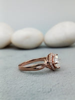 Load image into Gallery viewer, 14k Rose Gold Over 1.0 ct Cushion Cut Lab Grown New Halo Engagement Wedding Ring