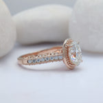 Load image into Gallery viewer, Oval Shape Diamond Halo Solid Gold Vintage Wedding Engagement Ring
