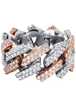 Load image into Gallery viewer, 14k Rose and White Gold Diamond Cuban Link Ring