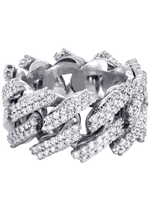 Load image into Gallery viewer, 14k White Gold Diamond Cuban Link Ring