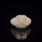 Load image into Gallery viewer, CHENG'S 18K Gold CLUSTER ICED OUT Lab Simulated Diamond Band MICROPAVE Mens Ring