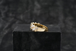 Load image into Gallery viewer, 10K Yellow Gold Round And Baguette Diamond Heart Bypass Ring