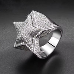 Load image into Gallery viewer, Full Iced Out Diamond Big Star Hip Hop Ring For Men 14K White Gold Statement Ring