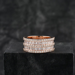 Load image into Gallery viewer, 14k Rose Gold Round and Baguette Diamond Half-Band Ring