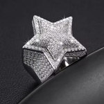 Load image into Gallery viewer, Full Iced Out Diamond Big Star Hip Hop Ring For Men 14K White Gold Statement Ring