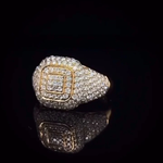 Load image into Gallery viewer, CHENG'S 18K Gold CLUSTER ICED OUT Lab Simulated Diamond Band MICROPAVE Mens Ring