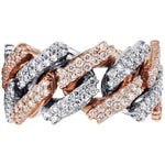 Load image into Gallery viewer, 14k Rose and White Gold Diamond Cuban Link Ring