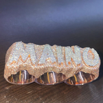 Load image into Gallery viewer, 6.0 ct Simulated Diamond Mens Three Finger Custom Word Ring Silver Free Stud