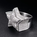 Load image into Gallery viewer, Full Iced Out Diamond Big Star Hip Hop Ring For Men 14K White Gold Statement Ring