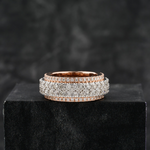 Load image into Gallery viewer, 10k Rose Gold Four-Row Graduated Diamond Ring