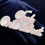 Load image into Gallery viewer, Customized Name Round VVS Diamond & Pink Sapphire Icy Pendant