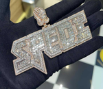 Load image into Gallery viewer, Spede Lab Grown Baguette & Round Customized Name Plate Iced Out Pendant