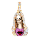 Load image into Gallery viewer, 10K White Gold Enamel Mother Mary 4.5CT Diamond Pendant