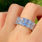 Load image into Gallery viewer, Tennis Band Ice Out Silver 5x Layered Designer Lab Grown Diamond Ring Band