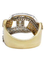 Load image into Gallery viewer, 10k Yellow Gold Round and Baguette Diamond Puff Gucci Cuban Band 13mm Ring 1.50 CT Men's