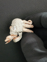 Load image into Gallery viewer, 2.5 ct Round Cut Simulated Diamond Skull Face & Snake Ring 14k Rose Gold Plated