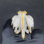 Load image into Gallery viewer, Trendy Animal Dragon Shaped White CZ Yellow Plated Silver Ring