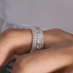 Load image into Gallery viewer, Engagement Anniversary Ring Women Luxury Row 0.4ct Princess Square Lab Grown Rings White Gold