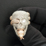 Load image into Gallery viewer, 2.5 ct Round Cut Simulated Diamond Skull Face & Snake Ring 14k Rose Gold Plated