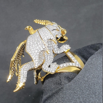 Load image into Gallery viewer, Trendy Animal Dragon Shaped White CZ Yellow Plated Silver Ring