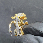 Load image into Gallery viewer, Trendy Animal Dragon Shaped White CZ Yellow Plated Silver Ring